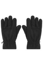 A pair of black Thinsulate™ fleece gloves with elastic adjustments at the wrists.