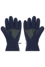 Thinsulate™ fleece gloves in navy blue, featuring a textured palm and adjustable wrist closure.