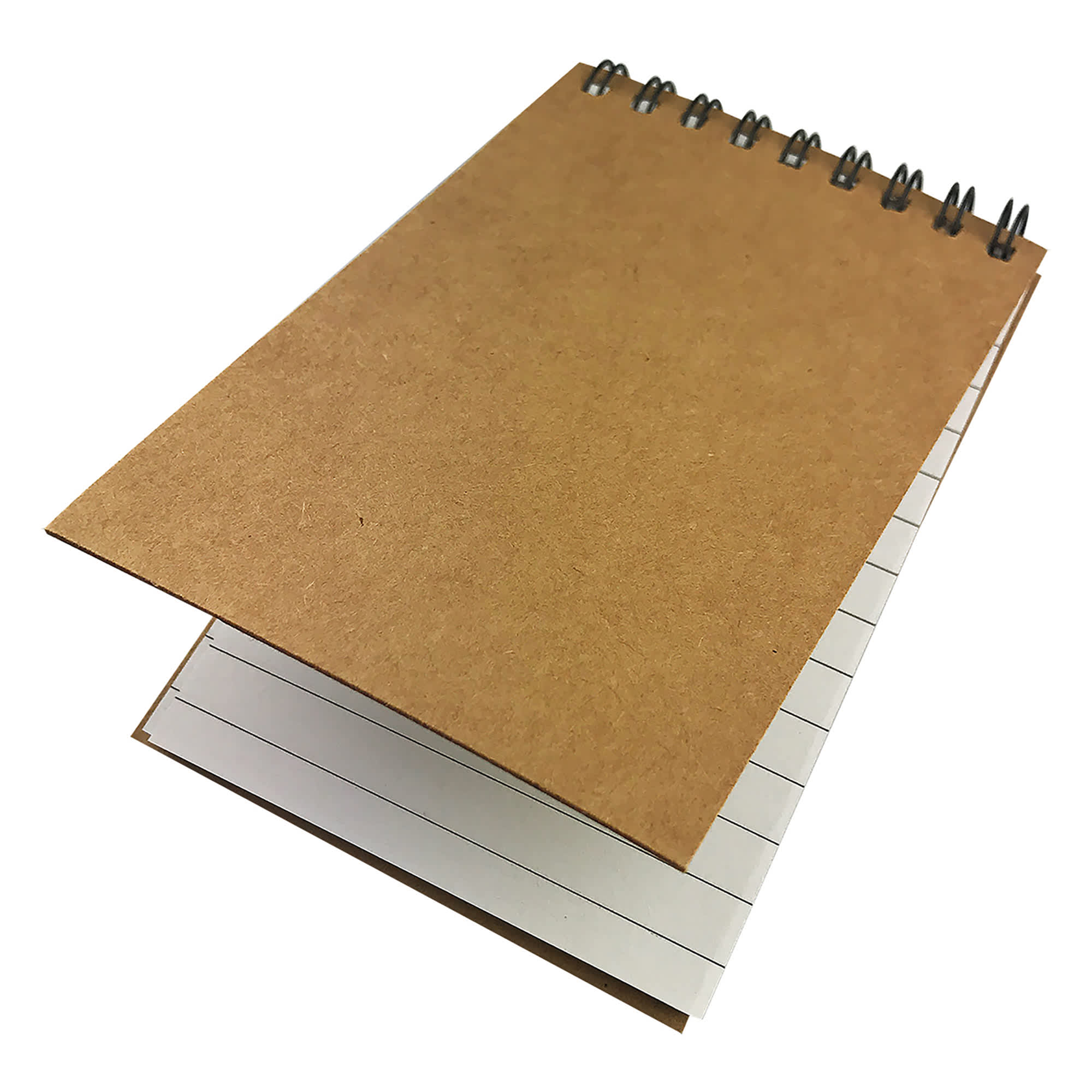 A brown spiral notebook with blank lined pages and a wire spiral binding. It has a simple, minimalist design. Spiral NoteBook - Image 1