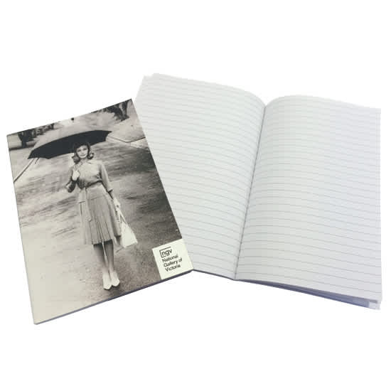 A5 soft cover notebook featuring a vintage black-and-white photo on the cover and lined pages inside. A5 soft cover notebook featuring a vintage black-and-white photo on the cover and lined pages inside.