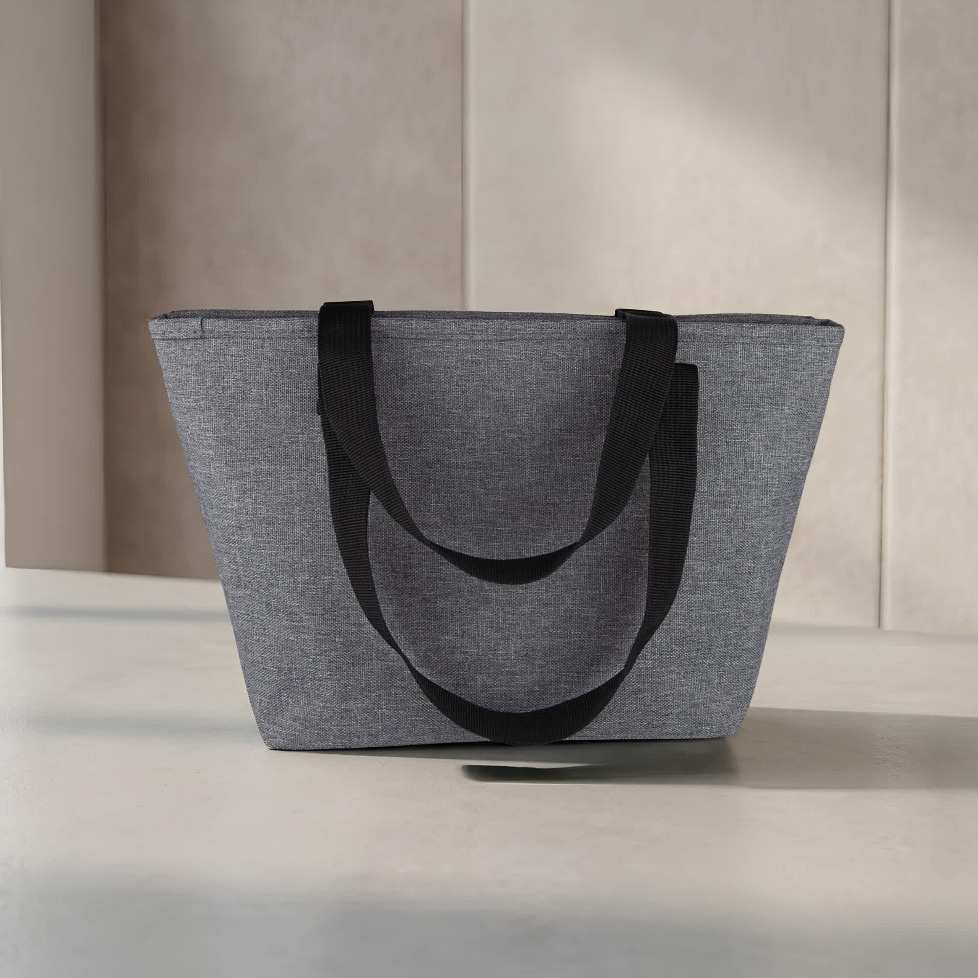 A grey lunch bag with black handles, featuring a spacious design and a sturdy build. Bavarian Lunch Bag - Image 1