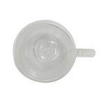 A clear double wall glass mug with a handle, showcasing a smooth interior and exterior finish.