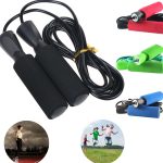 Fitness Quick Speed Jump Rope with bearing, featuring black handles and a long cable, with additional green and blue grips.