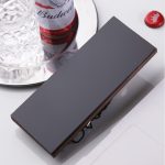 A black and brown drink bottle opener with a sleek design, featuring a logo.