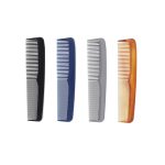 A double-head comb set featuring black, blue, grey, and brown combs on a white background.