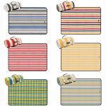 A collection of picnic blankets in various striped patterns, featuring rolled blankets in coordinating colours.