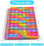A5 Pop Bubble Fidget Notebook in vibrant pink, blue, and yellow, featuring a spiral binding and bubble pop design.