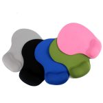 A collection of silicone wrister mousepads in pink, green, blue, black, and grey, featuring a wrist support area.