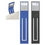 A foldable book light in blue and black, featuring a sleek design and built-in light for reading.