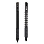 A set of black Crinkle Grip Pens featuring a textured grip and a sleek design, with an incorporated logo.