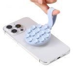 A light blue magnetic suction phone holder featuring a circular design with multiple suction cups.