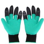 Clawed garden gloves in teal with black clawed fingertips, featuring a fitted wrist design.