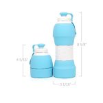 A drink bottle set featuring two sizes, both in light blue silicone with white accents and a logo.