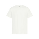 A plain white t-shirt with a crew neckline, featuring a small logo on the label.