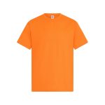 An orange short-sleeve T-shirt with a simple crew neckline and a small logo on the label.