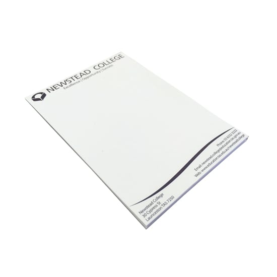 A notepad with a white cover, featuring a logo at the top and a sleek, minimalist design. A7pad4c50 - Image 1