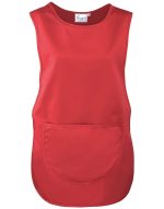 A red pocket tabard with a large front pocket, designed as a tunic-style uniform.
