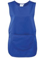 A blue Pocket Tabard featuring a front pocket and sleeveless design, suitable for uniforms and tunics.
