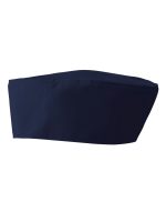 A navy blue chef's skull cap with a simple design and no visible branding.