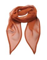 A chiffon scarf in shades of rust and peach, featuring a lightweight, flowing design with a delicate finish.