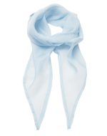 A light blue chiffon scarf with a soft, flowing texture, designed for stylish layering.