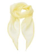 A light yellow chiffon scarf with a flowing design and soft texture, featuring an unembellished appearance.