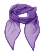 A purple chiffon scarf featuring a lightweight, flowing design. The scarf has a silky texture and a subtle sheen.