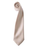 A rolled satin tie in a soft beige colour with a smooth finish and a narrow design.
