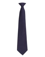 A dark navy tie with a classic design, featuring a tie loop at the top and a smooth finish.