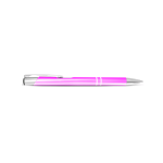 A pink metal pen with a shiny finish and silver accents, featuring a clip and barrel design.
