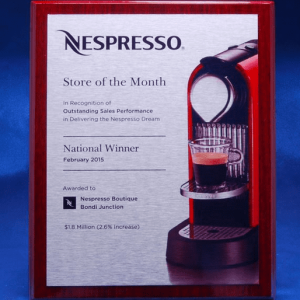 Printed Plate on Piano Finish Timber Plaque