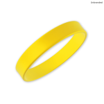 A yellow silicone wristband with a smooth finish and no visible branding.