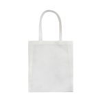 A white tote bag featuring two handles and a blank surface, suitable for custom branding options.