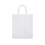 A large white calico tote bag with two handles and no visible design or logo.