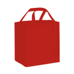 A red 20 litre non-woven cooler bag with handles and a zip closure, featuring a logo on the front.