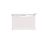 A clear PVC pencil case with a zipped closure, showcasing a transparent design suitable for organising stationery.