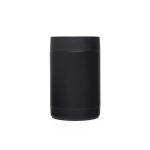A black stainless steel stubby holder featuring a sleek cylindrical design and a smooth finish.