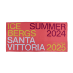 A bright coral beach towel with bold text in yellow, red, and white, featuring a logo. Ideal for summer enjoyment.