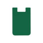 A green wavy silicone phone wallet with a subtle wave design and an opening at the top, featuring a logo.