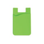 A green wavy silicone phone wallet with a cut-out design at the top. It features a smooth surface and a simple shape.