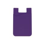 A purple wavy silicone phone wallet featuring a slot for cards and a minimalist design. It has a logo on the surface.