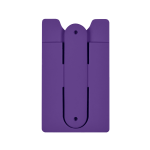 A purple phone wallet with a central loop for attaching to a mobile device, featuring a simple design and a logo.