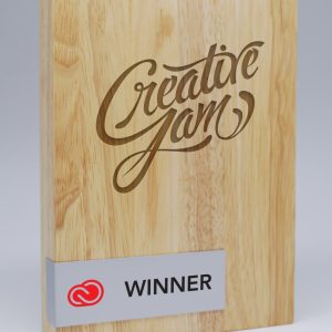 Wood Block Award with Printed Metal Plate