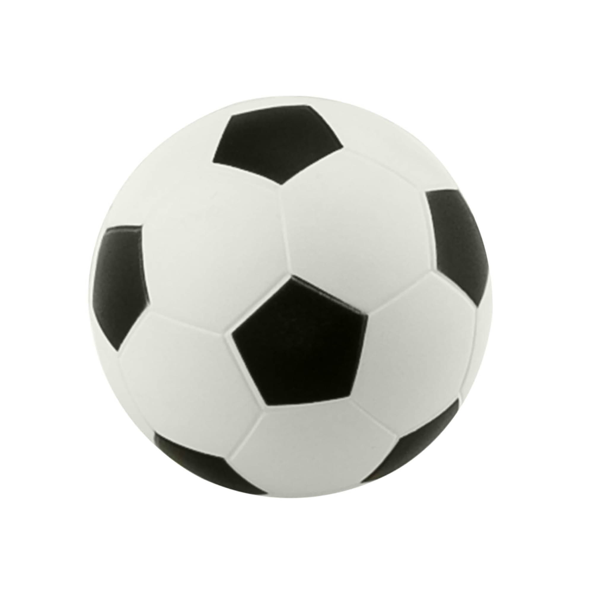 A large stress soccer ball in classic black and white, featuring a textured surface and hexagonal panel design. Stress Soccer Ball – Large - Image 1
