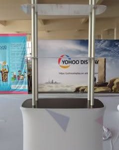 Stretch Fabric Promotion Table with Shelves