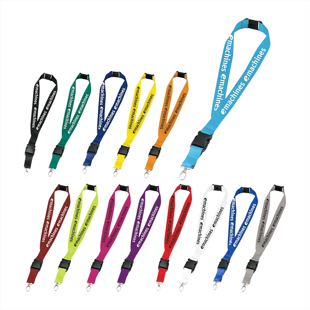 A variety of lanyards in different colours including blue, green, black, orange, pink, and purple, featuring a logo. Hang In There Lanyard - Image 1