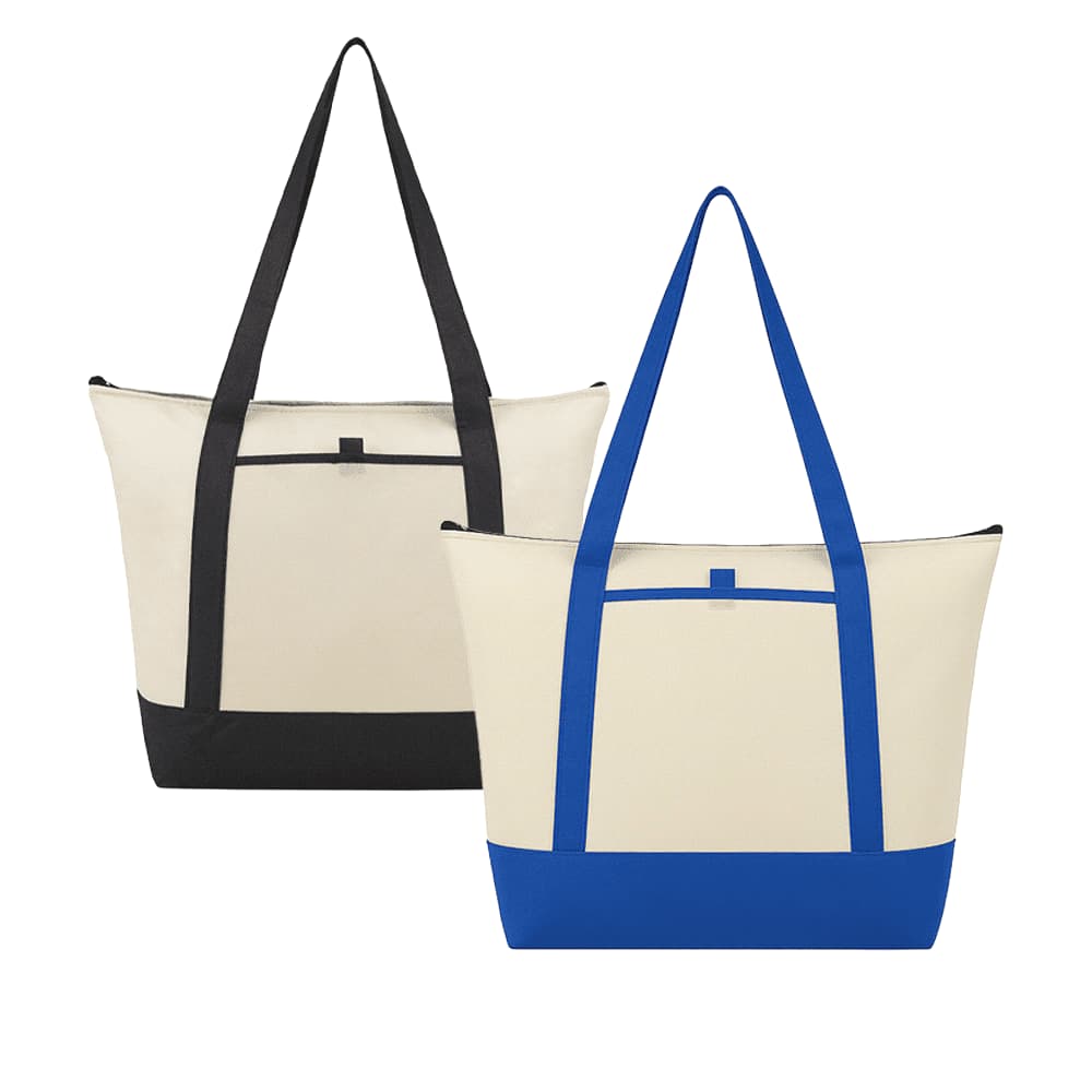 A non-woven boat tote cooler in cream with black and blue accents, featuring long straps and a logo. Lighthouse Non-Woven Boat Tote Cooler 24L - Image 1