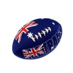 A medium soft footy ball in blue featuring the Australian flag and the word "Australia" in white.