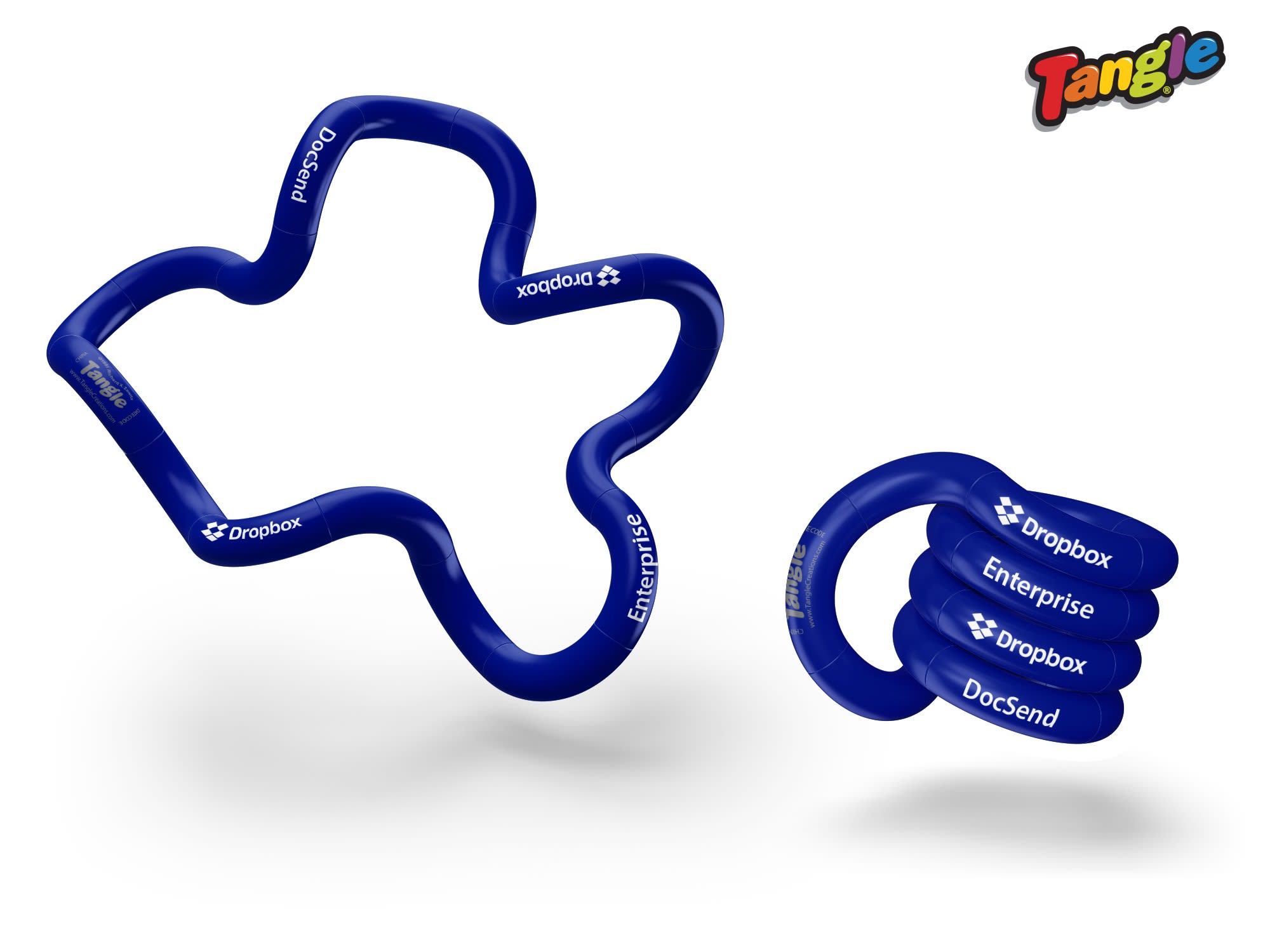 A Tangle product in blue featuring a logo, with a wavy design and separate intertwined sections. Tangle ( in custom colours ) - Image 1