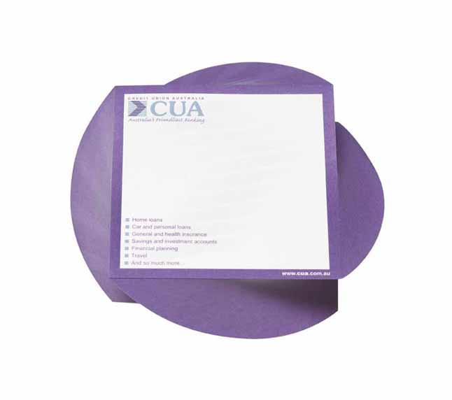 A purple notepad with rounded edges, showcasing a logo on one corner and blank writing space. Lil Twist Pad 200 Leaf 3 Colour - Image 1